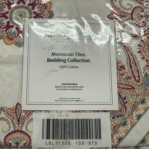 NWT Linen Source standard pillow case set Moroccan tiles cotton 2 in package